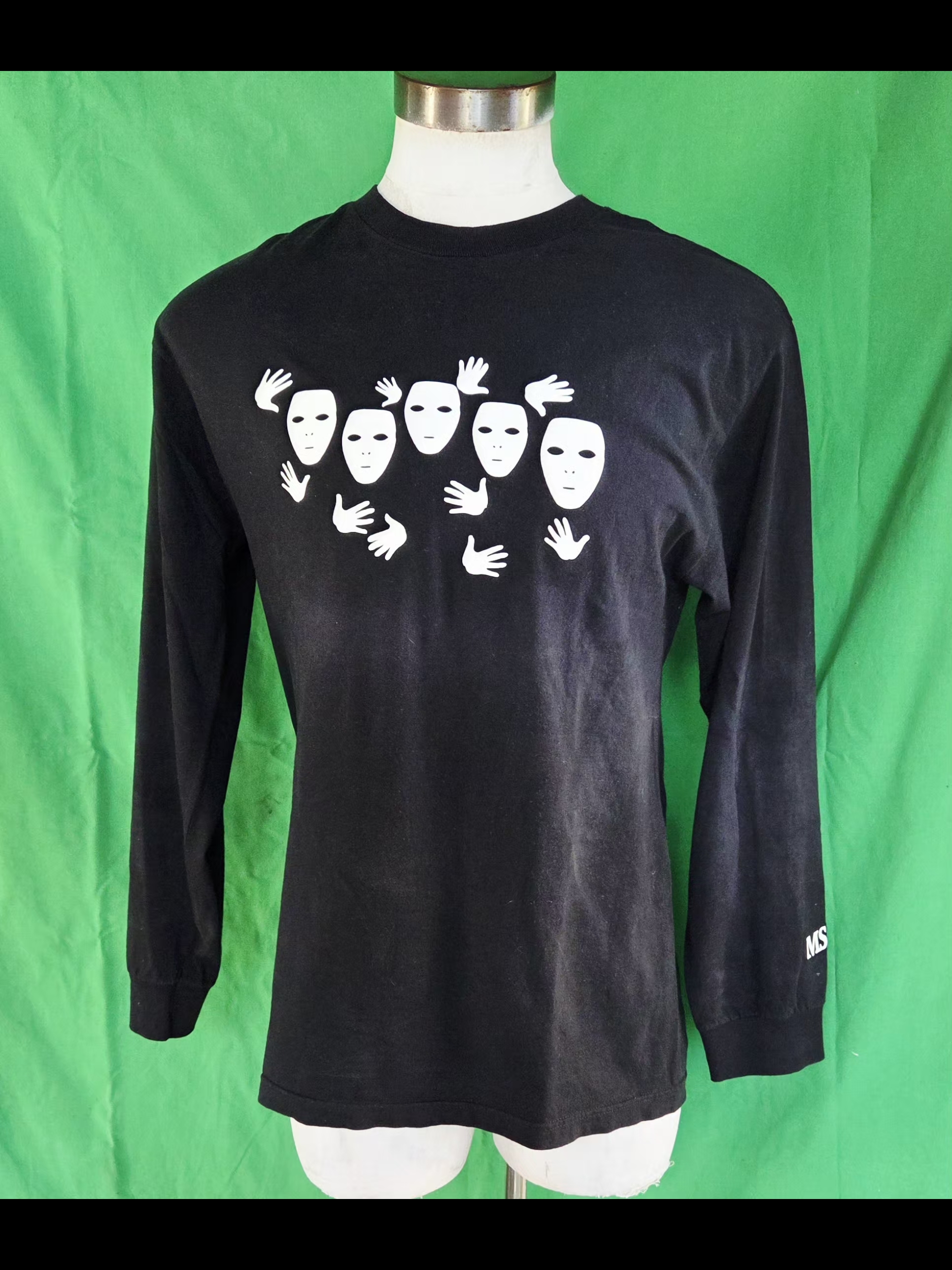 Minimalist Theatrical Vintage Long Sleeve Black Shirt Size Large